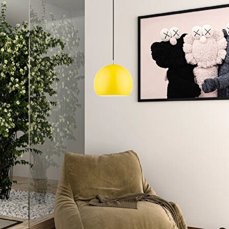 RİOLİGHT MODERN SARI CAFELER,ODALAR,MUTFAK,YATAK BAŞI İÇİN 1XE27 TEKLİ METAL SARKIT AVİZE ÇAP:20CM