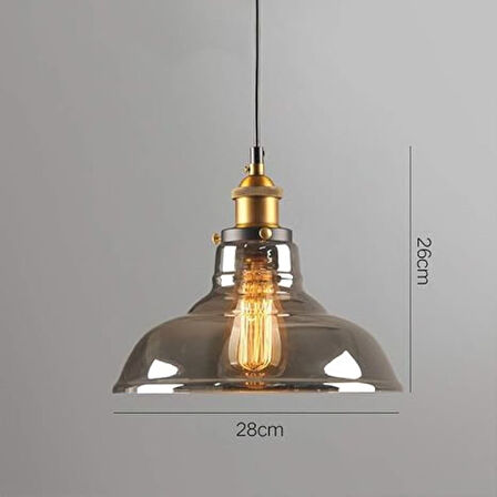 RİOLİGHT MODERN,VİNTAGE,RUSTİK FÜME 1XE27 TEKLİ CAM SARKIT AVİZE ÇAP:28CM NOT:1ADET FİYATIDIR