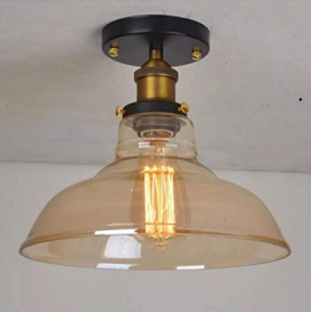 RİOLİGHT RETRO1,VİNTAGE1,RUSTİK 1XE27 DUYLU BAL CAMLI PLOFONYER TEKLİ AVİZE ÇAP:20CM