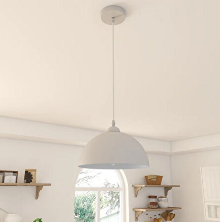 RİOLİGHT VİNTAGE1,MODERN1 BEYAZ 1X27 DUYLU TEKLİ METAL SARKIT AVİZE ÇAP:30CM NOT:1ADET FİYATIDIR