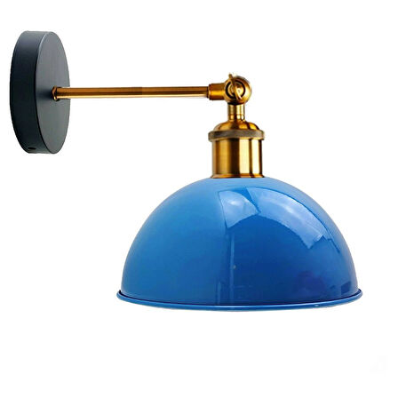 RİOLİGHT VİNTAGE,RETRO,RUSTİK AÇIK MAVİ 1XE27 ESKİTME DUYLU MASALLI TEKLİ DUVAR APLİK ŞAPKA ÇAP:23CM