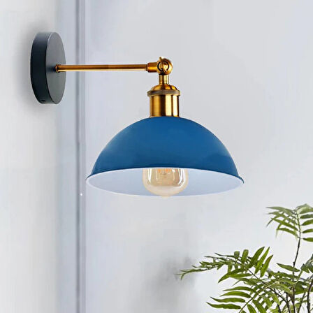 RİOLİGHT RETRO1,VİNTAGE1RUSTİK1 AÇIK MAVİ ESKİTME DUYLU MASALLI TEKLİ DUVAR APLİK ŞAPKA ÇAP:23CM