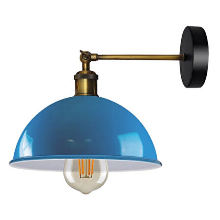 RİOLİGHT RETRO1,VİNTAGE1RUSTİK1 AÇIK MAVİ ESKİTME DUYLU MASALLI TEKLİ DUVAR APLİK ŞAPKA ÇAP:23CM