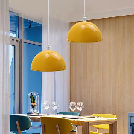 RİOLİGHT MODERN1,VİNTAGE1,RETRO1,RUSTİK1 SARI 1XE27 DUYLU METAL TEKLİ SARKIT AVİZE 