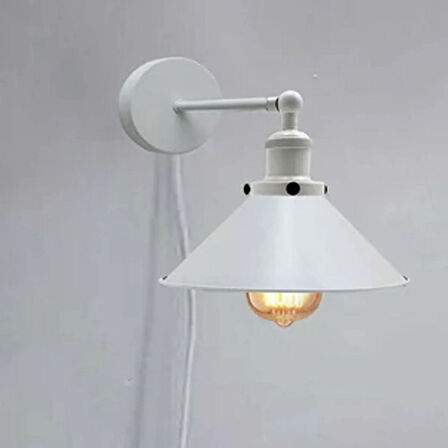 RİOLİGHT RETRO1,VİNTAGE1,RUSTİK1 BEYAZ HAREKETLİ BAŞLIK KABLOLU FİŞLİ DUVAR APLİK ŞAPKA ÇAPI:23CM
