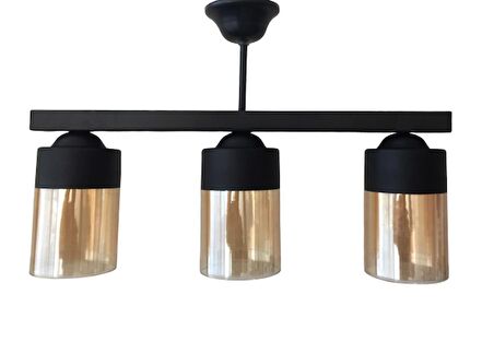 RIOLIGHT RETRO SIRALI ÜÇLÜ BAL CAMLI AVİZE UZUNLUK: 60CM