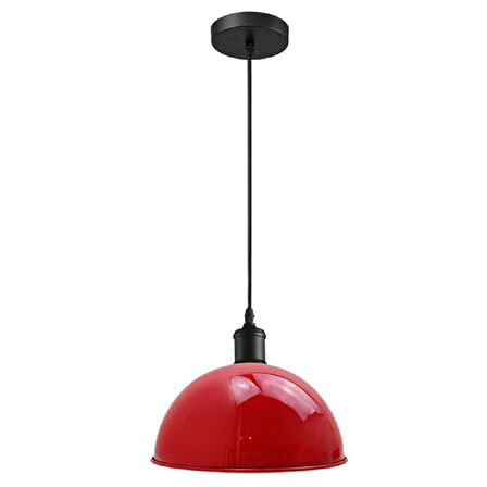 RİOLİGHT MODERN,VİNTAGE,RETRO,RUSTİK KIRMIZI 1XE27 DUYLU METAL TEKLİ SARKIT AVİZE ÇAP:30CM