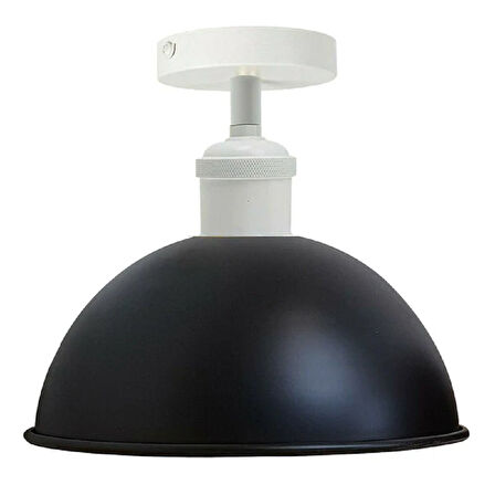 RİOLİGHT VİNTAGE,RUSTİK,RETRO SİYAH BAŞLIK 1XE27 DUYLU TEKLİ METAL PLOFONYER AVİZE ÇAP:23CM