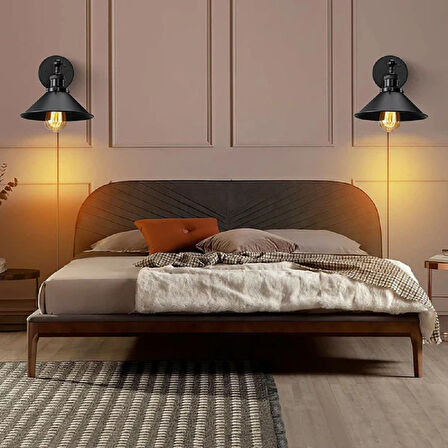 RİOLİGHT VİNTAGE,RUSTİK,RETRO SİYAH MAFSALLI YATAK BAŞI METAL APLİK ÇAP:23CM NOT:1 ADET FİYATIDIR