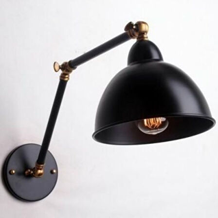 RİOLİGHT VİNTAGE,RUSTİK,RETRO HAREKETKİ BAŞLIK SİYAH METAL AKROBAT DUVAR APLİK