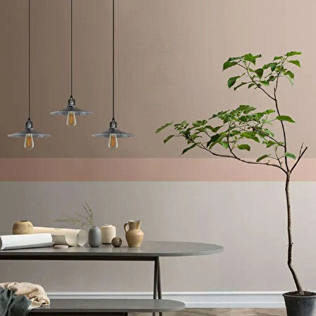 RİOLİGHT RETRO1,VİNTAGE1,RUSTİK GRİ,GÜMÜŞ FIRÇALI PATİNALI 3XE7 METAL MASA ÜSTÜ SARKIT AVİZE EN:60CM