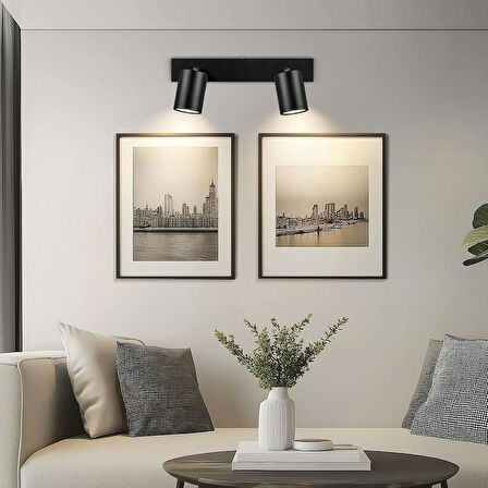 RİOLİGHT MODERN SİYAH MUTFAK,SALON,GİYİNME ODASI,CAFELER İÇİN GÜN İŞİĞI METAL1 2Lİ SPOT(AMPUL DAHİL)