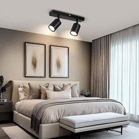RİOLİGHT MODERN SİYAH MUTFAK,SALON,GİYİNME ODASI,CAFELER1 İÇİN GÜN İŞİĞI METAL 2Lİ SPOT(AMPUL DAHİL)