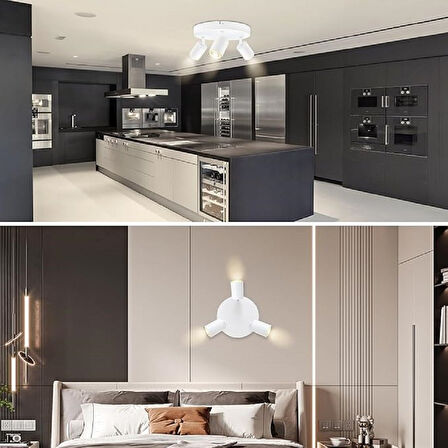 RİOLİGHT MODERN2 BEYAZ MUTFAK,SALON,GİYİNME ODASI,CAFELER İÇİN GÜN İŞİĞI METAL 3LÜ SPOT(AMPUL DAHİL)
