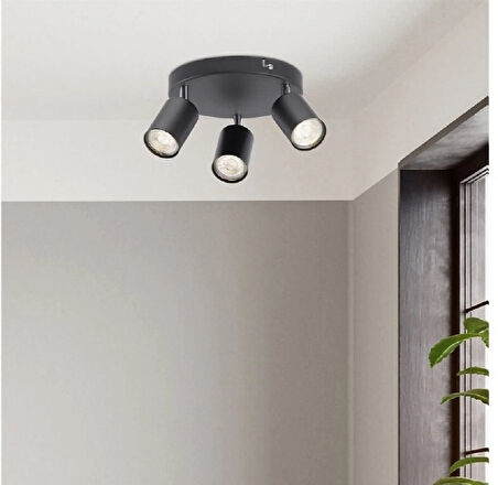 RİOLİGHT MODERN2 SİYAH MUTFAK,SALON,GİYİNME ODASI,CAFELER İÇİN GÜN İŞİĞI METAL 3LÜ SPOT(AMPUL DAHİL)