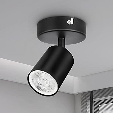 RİOLİGHT MODERN SİYAH METAL ODA,MUTFAK,BANYO,CAFELER İÇİN GÜN IŞIGI SPOT(AMPUL DAHİLDİR)