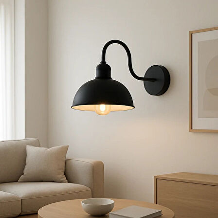 RİOLİGHT VİNTAGE1,RUSTİK1,RETRO1 SİYAH METAL OTEL,CAFE,ODAKLAR İÇİN DUVAR APLİK ŞAPKA ÇAPI:23CM