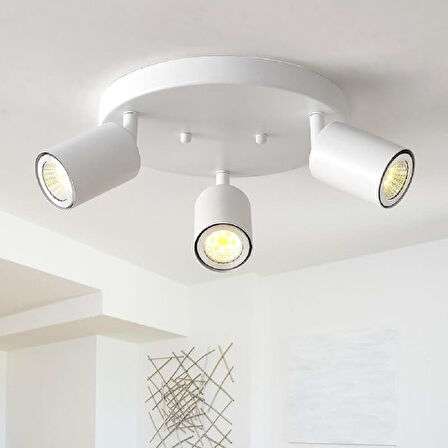RİOLİGHT MODERN5 BEYAZ MUTFAK,SALON,GİYİNME ODASI,CAFELER İÇİN GÜN İŞİĞI METAL 3LÜ SPOT(AMPUL DAHİL)
