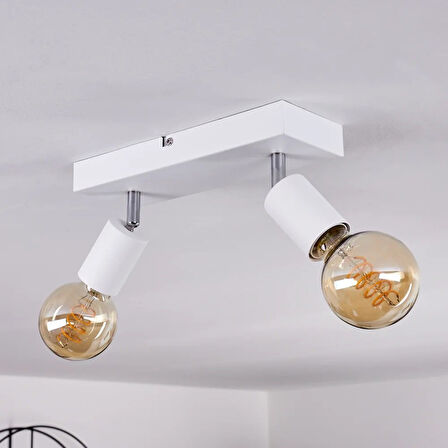 RİOLİGHT MODERN BEYAZ 2XE27 MAFSALLI HAREKETLİ BAŞLIK(GLOP AMPUL HARİÇ) METAL SPOT AVİZE