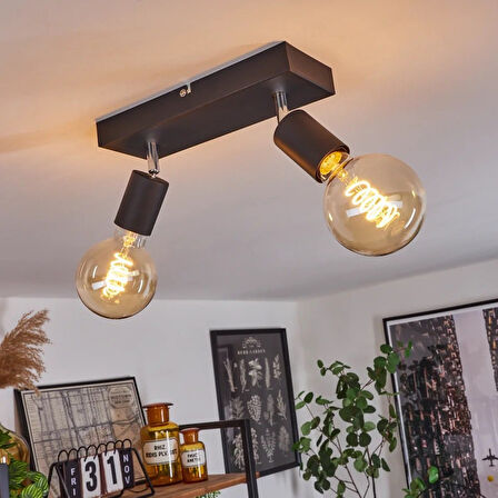 RİOLİGHT MODERN SİYAH 2XE27 MAFSALLI HAREKETLİ BAŞLIK(GLOP AMPUL HARİÇ) METAL SPOT AVİZE