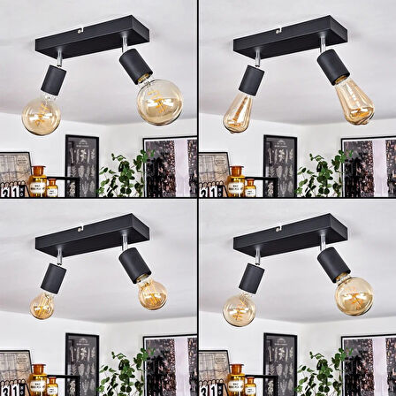 RİOLİGHT MODERN SİYAH 2XE27 MAFSALLI HAREKETLİ BAŞLIK(GLOP AMPUL HARİÇ) METAL SPOT AVİZE