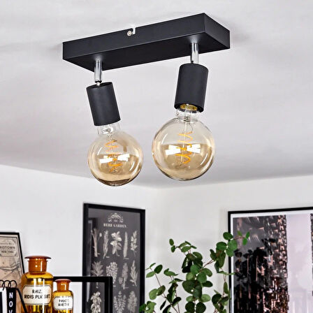 RİOLİGHT MODERN SİYAH 2XE27 MAFSALLI HAREKETLİ BAŞLIK(GLOP AMPUL HARİÇ) METAL SPOT AVİZE
