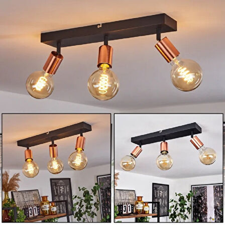 RİOLIGHT MODERN2 SİYAH2 3XE27 DUYLU MAFSALLI HAREKETLİ BAŞLIK(GLOP AMPUL HARİÇ) METAL SPOT AVİZE