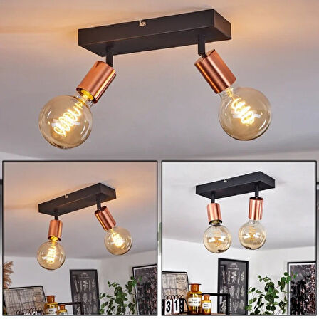 RİOLIGHT MODERN2 SİYAH1 2XE27 DUYLU MAFSALLI HAREKETLİ2 BAŞLIK(GLOP AMPUL HARİÇ) METAL SPOT AVİZE
