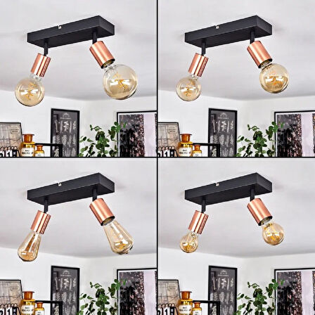 RİOLIGHT MODERN2 SİYAH1 2XE27 DUYLU MAFSALLI HAREKETLİ2 BAŞLIK(GLOP AMPUL HARİÇ) METAL SPOT AVİZE