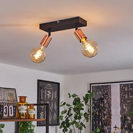 RİOLIGHT MODERN2 SİYAH1 2XE27 DUYLU MAFSALLI HAREKETLİ2 BAŞLIK(GLOP AMPUL HARİÇ) METAL SPOT AVİZE