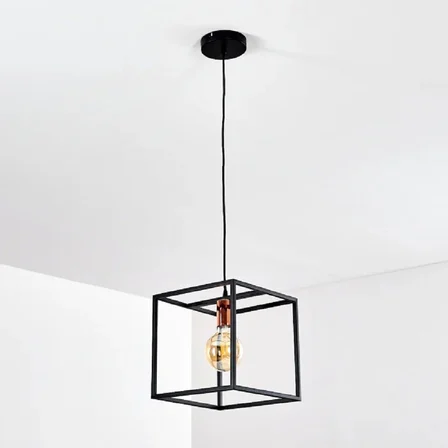 RİOLIGHT MODERN1,RETRO1,RUSTİK1 KÜP METAL TEKLİ SARKIT AVİZE 25CM X 25CM