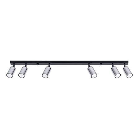 RİOLIGHT MODERN KROM HAREKETLİ BAŞLIK SİYAH METAL GÖVDE SIRALI LED SPOT AVİZE(AMPÜL DAHİL)UZUNLUK 120CM