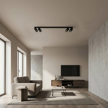 RİOLIGHT MODERN SİYAH HAREKETLİ BAŞLIK 4XGU10 SIRALI LED SPOT AVİZE(AMPUL DAHİLDİR)UZUNLUK 120CM
