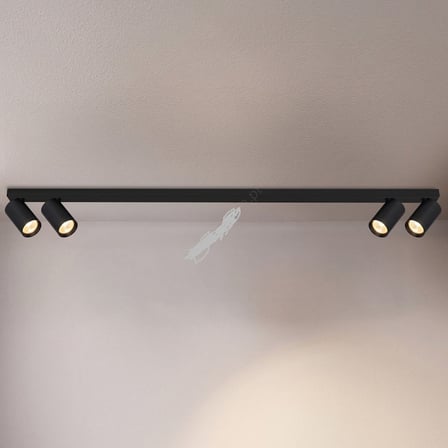 RİOLIGHT MODERN SİYAH HAREKETLİ BAŞLIK 4XGU10 SIRALI LED SPOT AVİZE(AMPUL DAHİLDİR)UZUNLUK 120CM