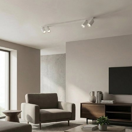 RİOLIGHT MODERN1 BEYAZ1 HAREKETLİ BAŞLIK 4XGU10 SIRALI LED SPOT AVİZE(AMPUL DAHİLDİR)UZUNLUK 120CM