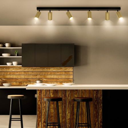 RİOLIGHT MODERN MAT GOLD HAREKETLİ BAŞLIK 6XGU10 LED SIRALI SPOT AVİZE(AMPÜL DAHİL)UZUNLUK:120CM