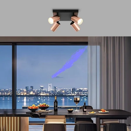 RIOLIGHT MODERN1 BAKIR1 HAREKETLİ1 BAŞLIK SİYAH GÖVDE 4XGU10 LED KARE SPOT AVİZE(AMPÜL DAHİLDİR)