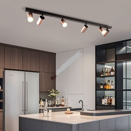 RİOLIGHT MODERN BAKIR HAREKETLİ BAŞLIK 6XGU10 LED SIRALI SPOT AVİZE(AMPÜL DAHİL)UZUNLUK:120CM