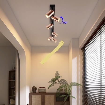 RİOLIGHT MODERN BAKIR HAREKETLİ BAŞLIK 6XGU10 LED SIRALI SPOT AVİZE(AMPÜL DAHİL)UZUNLUK:120CM