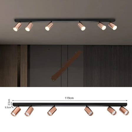 RİOLIGHT MODERN1 BAKIR1 HAREKETLİ1 BAŞLIK 6XGU10 LED SIRALI SPOT AVİZE(AMPÜL DAHİL)UZUNLUK:120CM
