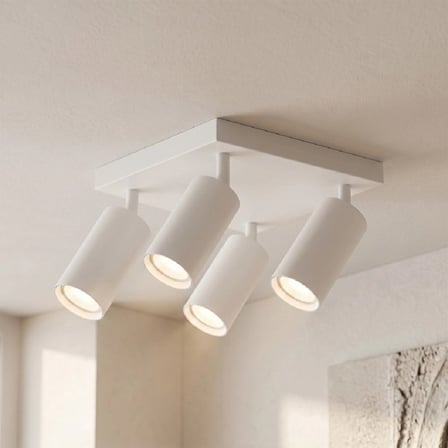 RİOLIGHT MODERN1 BEYAZ1 KARE1 4XGU10 HAREKETLİ BAŞLIK LED SPOT AVİZE(AMPUL DAHİL) 30CMX30CM