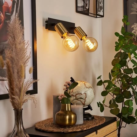 RİOLIGHT MODERN,RUSTİK,VİNTAGE HAREKETLİ MAT GOLD BAŞLIK 2XE27 DUVAR APLIK(GLOP AMPÜLLER HARİÇ)