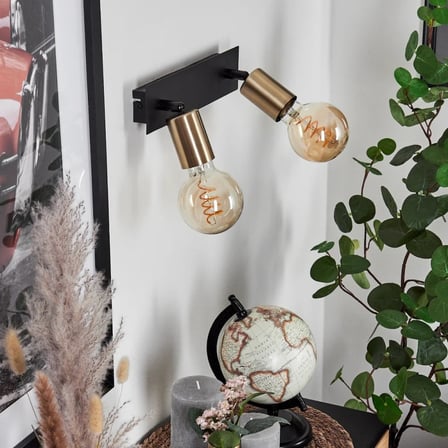 RİOLIGHT MODERN,RUSTİK,VİNTAGE HAREKETLİ MAT GOLD BAŞLIK 2XE27 DUVAR APLIK(GLOP AMPÜLLER HARİÇ)