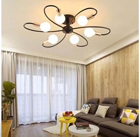 RİOLİGHT RETRO ALTILI SİYAH PLOFONYER AVİZE