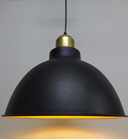 RİOLİGHT RETRO SİYAH İÇİ ALTIN GOLD ASKILI TEKLİ METAL SARKIT