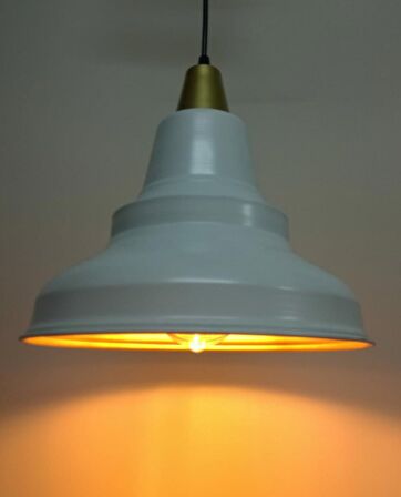 RİOLİGHT RETRO BEYAZ İÇİ ALTIN  TEKLİ METAL SARKIT
