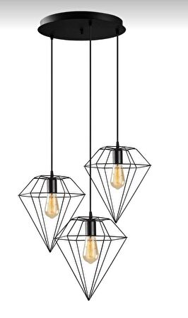 RİOLİGHT RETRO PRAMİT ÜÇLÜ YUVARLAK SARKIT AVİZE TABAN ÇAP: 30CM
