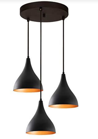 RİOLİGHT RETRO SİYAH ÜÇLÜ SARKIT AVİZE TABAN ÇAPI: 30CM