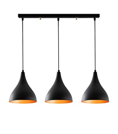 RİOLİGHT RETRO SİYAH ÜÇLÜ SIRALI MASA ÜSTÜ AVİZE UZUNLUK: 60CM