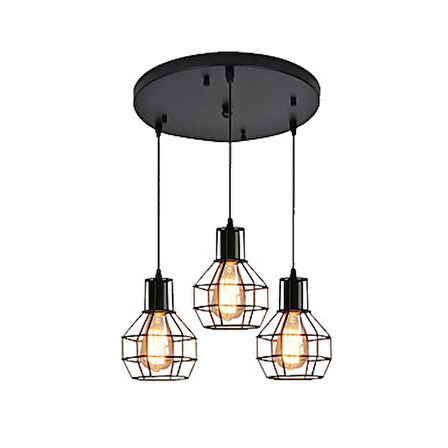 RİOLGHT RETRU ÜÇLÜ KAFES NETAL KAFES AVİZE ÇAP: 30CM